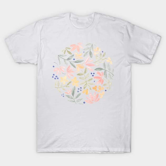 Colourful Floral Circle Watercolour T-Shirt by Flowering Words